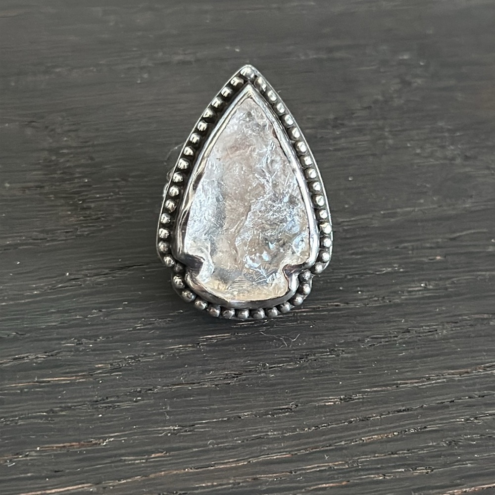 Rare Pamela Love White Quartz Sterling Silver ring size 7-7.5